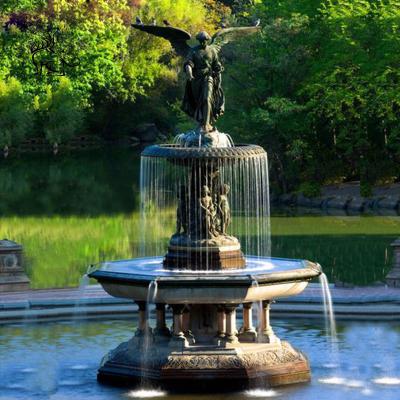 China BLVE Bronze Angel Statue Pool Water Fountain Large Outdoor Sculptures Garden Fountains Decorative for sale