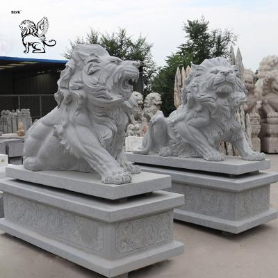China Escultura animal Front Door del jardín al aire libre grande de Lion Statues Natural Stone Carving del granito del mármol de BLVE en venta
