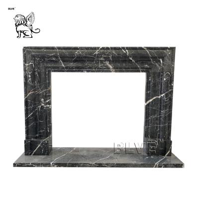 Китай BLVE Black Marble Fireplace Nero Marquina Natural Stone Freestanding Mantel European Style Modern Home Decorative продается