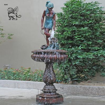 China BLVE Bronze Lady Fountain Brass Young Girl Water Fountain Large Outdoor Garden Decoration en venta