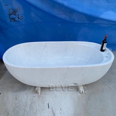 China BLVE Freestanding Carrara Marble Bath tub White Natural Stone Elegant Whirlpool Bathroom Bathtub Modern Victorian en venta