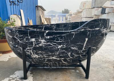 China BLVE Marble Elegant Bathtub Nero Marquina Solid Natural Stone Bathroom Whirlpool Tub Freestanding Modern Design en venta