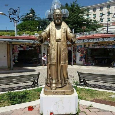 China BLVE Saint San Padre Pio Bronze Statue Italy Famous Priest Father Sculpture Life Size Religious Church Antique Outdoor for sale