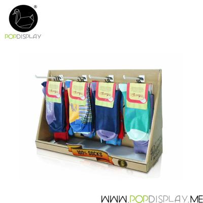 China Recyclable Material Paper Advertising Display Case Retail Hanging Counter Display Stand For Socks for sale