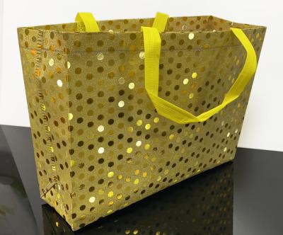 China 115gsm Glitter Golden Polypropylene Reusable Grocery Bag for sale