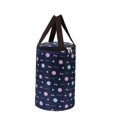 China Blue Cylinder Fresh Food Insulated Lunch Cooler Bags , Large Cool Bags For Food for sale