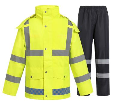 China Reflective PPE Safety Wear Fluorescent Yellow Waterproof Reflective Raincoat Split for sale