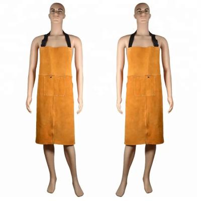 China Heat Resistant Yellow Cow Leather Welding Apron for Industrial Work à venda