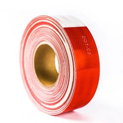 China Etiqueta engomada reflexiva roja y blanca, cinta del reflector, cinta reflexiva del c2 del punto para el camión en venta