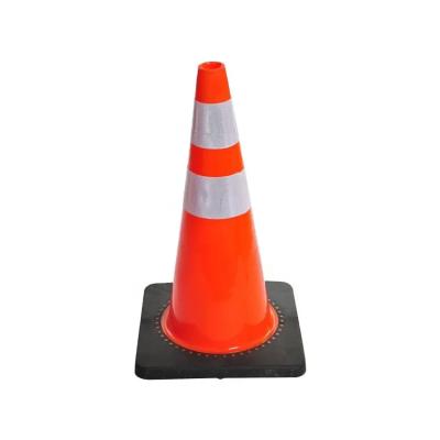 China Warning Cone High Reflection 75cm And 3.2Kgs With Black Rubber Base Safety Cones PE Roadway Safety Traffic Cone for sale
