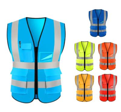 China High Visibility Reflective Road Safety Vest Worker Construction Electrical Protective Vest With Pockets for sale