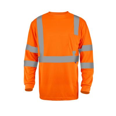 China Wholesale Fluorescent Orange O Neck Reflective Safety Mens Custom Logo Sleeve Hi Vis T Shirt for sale