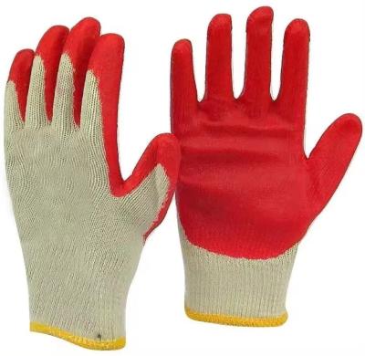 China Economical Red Latex Glove Cotton Knit Protective Gear Industrial Gardening Construction Safety Working Gloves Guantes en venta