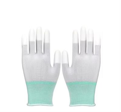 China 13G gauge nylon knitted glove PU smooth coating on palm worker safety gloves en venta