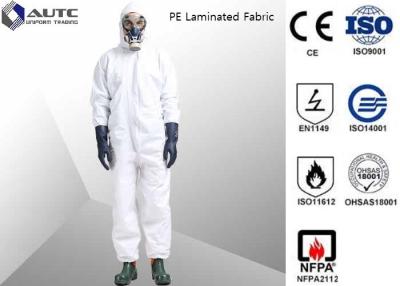中国 L White PE Laminated Fabric With SMS Back Panel Chemical Protective Suit 販売のため