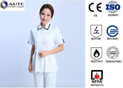 China Cotton Disposable Medical Clothing Round Neck Elastic Knitted Cuff Easy Cleaning for sale