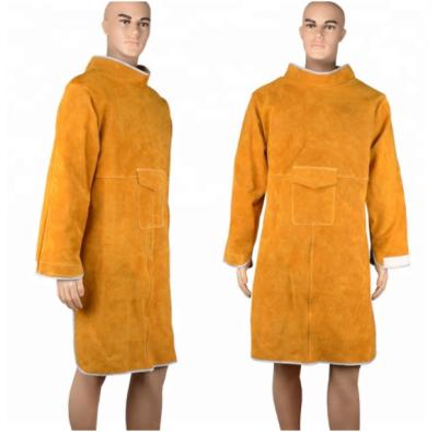 중국 옷 긴 코트 앞치마 보호 옷 PPE 안전성 웨어를 용접하는 오래가는 소가죽 판매용