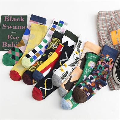 China Wholesale Custom 100% Elite Fashion Cartoon High Quality Mulberry QUICK DRY Cotton Tube Skateboard Casual Cheap Happy Socks for sale