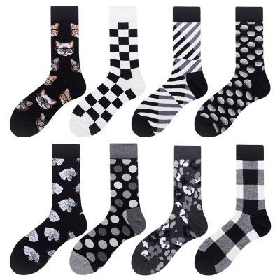 China Hot Selling White and Black Women's Occident Sporty Grid Dot Argyle Plaid Couple Long Business Crew Sock Dress Men for sale