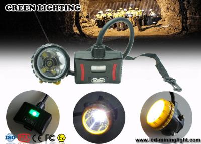 China LED Two Charging Way IP68 Miners Cap Lamp with Warning Light , 28000lux Superbright for sale