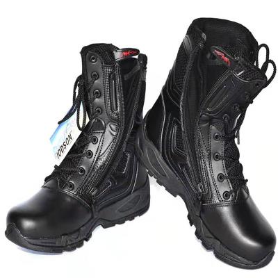 中国 黒い超軽量の軍のレザー・ブーツの側面は防水をファスナーを絞める 販売のため