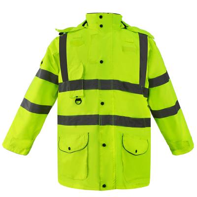 China Traffic Duty High Visibility Rain Coats Oxford Fabric Warm Windproof for sale