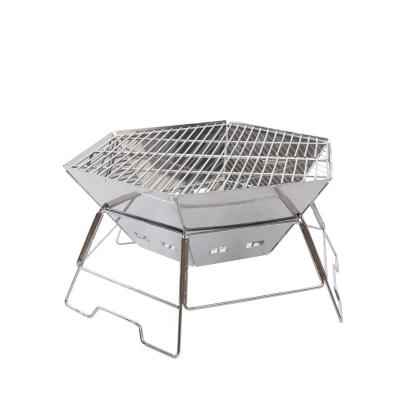 China Polishing Stainless Steel Folding BBQ Grill Hexagonal Detachable for sale