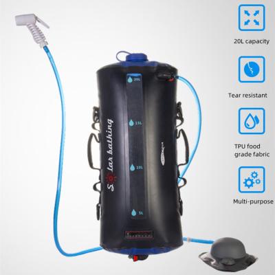 China PVC Solar Outdoor Shower Water Bag Blue Black 20L 26*18*62cm for sale