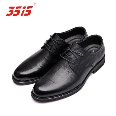 China Peso ligero de las plantillas de la PU del zurriago de Toe Viscose Black Leather Shoes de la ronda en venta