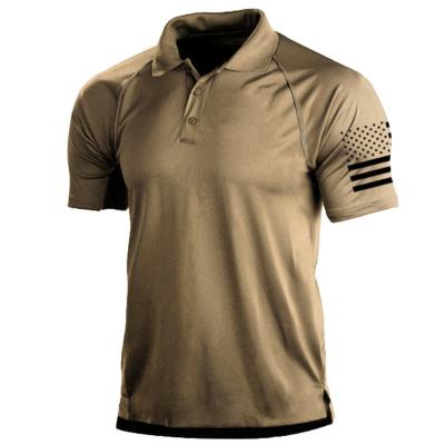 China Anti Pilling Breathable Polo T Shirts Tactical Polyester Green Outdoor Woven Short Sleeve Combat Shirt for sale