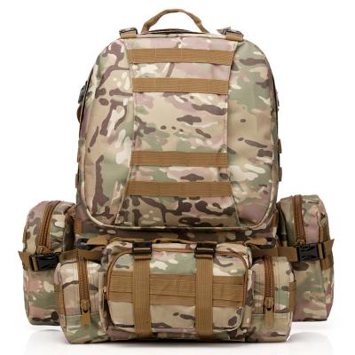 China Tactical Hiking Backpack 55L Oxford Fabric Camouflage 600D Waterproof for sale