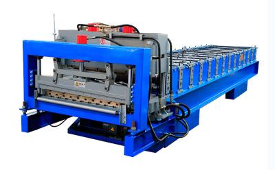 China PLC Control Glazed Roof Tile Roll Forming Machine With Cr12 Tool Steel Cutter for sale