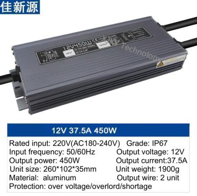 China Fuente de alimentación de controladores LED a prueba de agua Fuente de alimentación de tira de luz LED enterrada 12V 450W en venta
