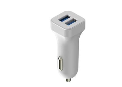 China White 12VDC - 24VDC Car Usb Charger Dual Port 5V 2.4A For Fast Charging for sale