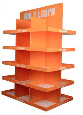 China Orange Compartment Cardboard Corrugated Display Rack Digital 3D Design for sale