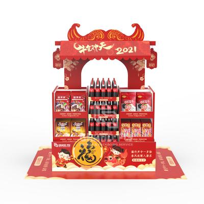 China K3 Corrugated Food Festival Retail Cardboard Displays Shelves Offset Printing for sale