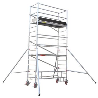 China Adjustable Height Aluminum Scaffold Platform Ladder 200kg/㎡ Safe Load for sale