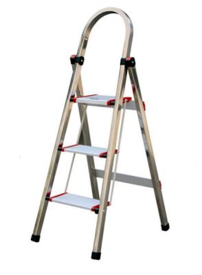 China Folding 4 Step Silver Aluminium Alloy Ladder 1.3-1.5mm Thickness for sale