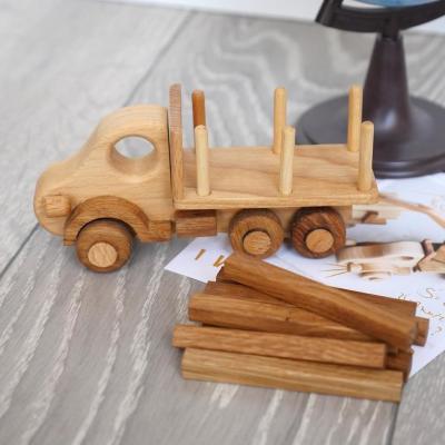 China Mobile Handmade Wooden Toys Trucks Hand Sanded With Simple Design for sale