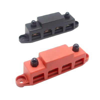 China Red&Black Set M8 300A Bus Bar 4 Studs Power Distribution Terminal Block With 300A Fuse Wire for RV Yacht for sale
