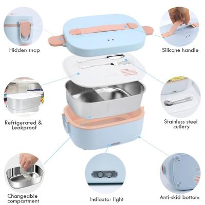 Quality CE Electric Lunch Boxes 1.5L Portable Leak Proof Stainless Steel Food Container for sale