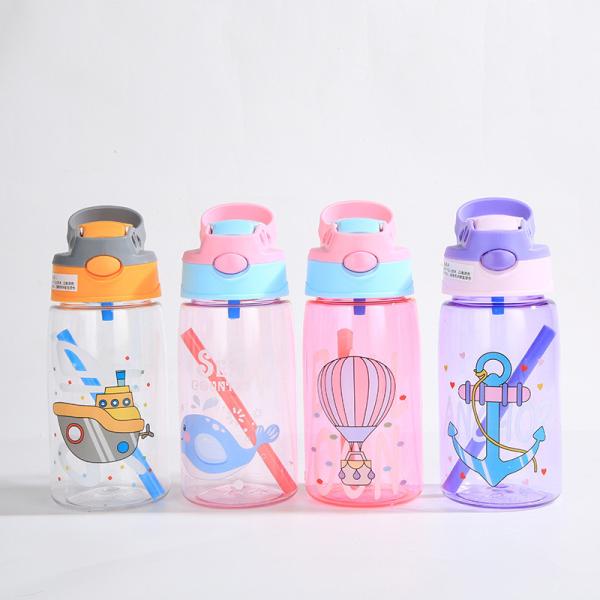 Quality Silicone Sealed Plastic Straw Cup 480ml Cartoon Plastic Sippy Cup for sale
