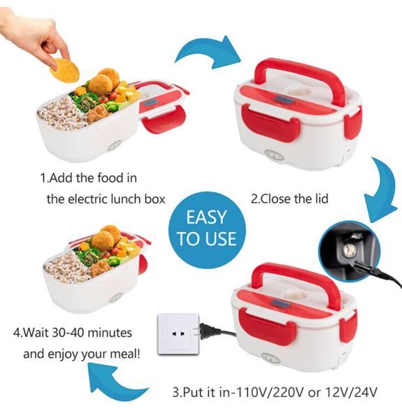 Quality 2 In 1 Electric Heated Lunch Box Car Home Portable Food Container for sale
