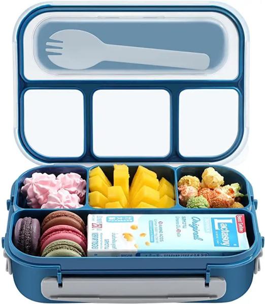 Quality 1300ml Plastic Bento Lunch Box Blue Food Grade Kids Bento Box for sale