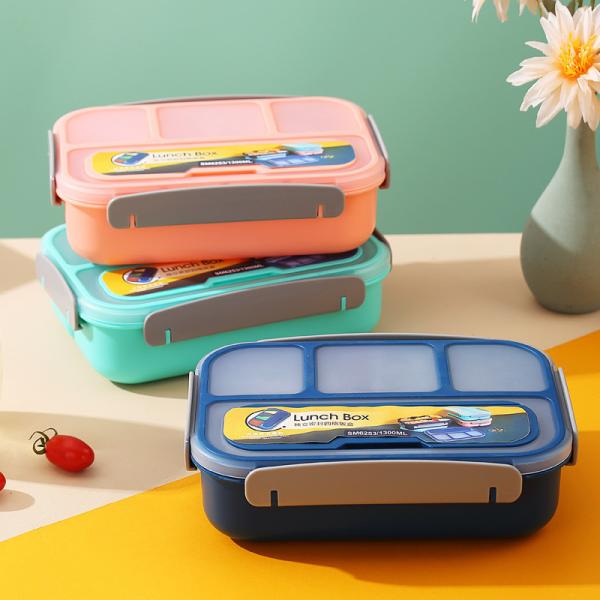 Quality 1300ml Plastic Bento Lunch Box Blue Food Grade Kids Bento Box for sale