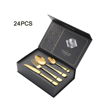 China OEM Stainless Steel Cutlery Set 24 Piece Colorful Flatware Set for sale