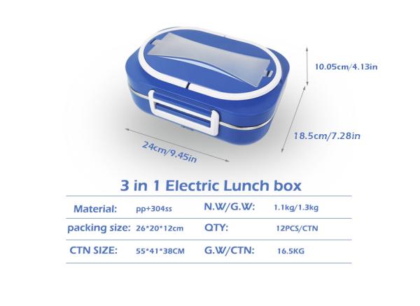 Quality PP Electric Lunch Boxes 60W Stainless Steel Heated Lunch Box Multi Function OEM for sale