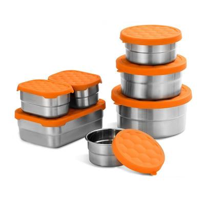 China 350ml Metal Food Storage Containers Stackable With Leak Proof Silicone Lids for sale
