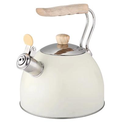 China 2.5L Stainless Steel Electric Kettle Whistling Tea Kettle With Wood Handle for sale