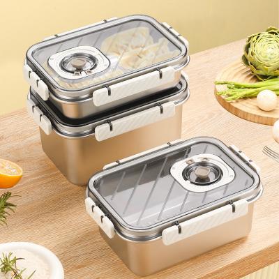 China Cajas de comida de acero inoxidable de 2 litros Contenedores de alimentos metálicos con caja fuerte de refrigerador en venta
